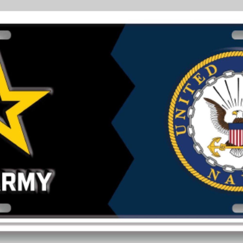 Army-Navy House Divided Embossed License Plate (Officially Licensed Product)